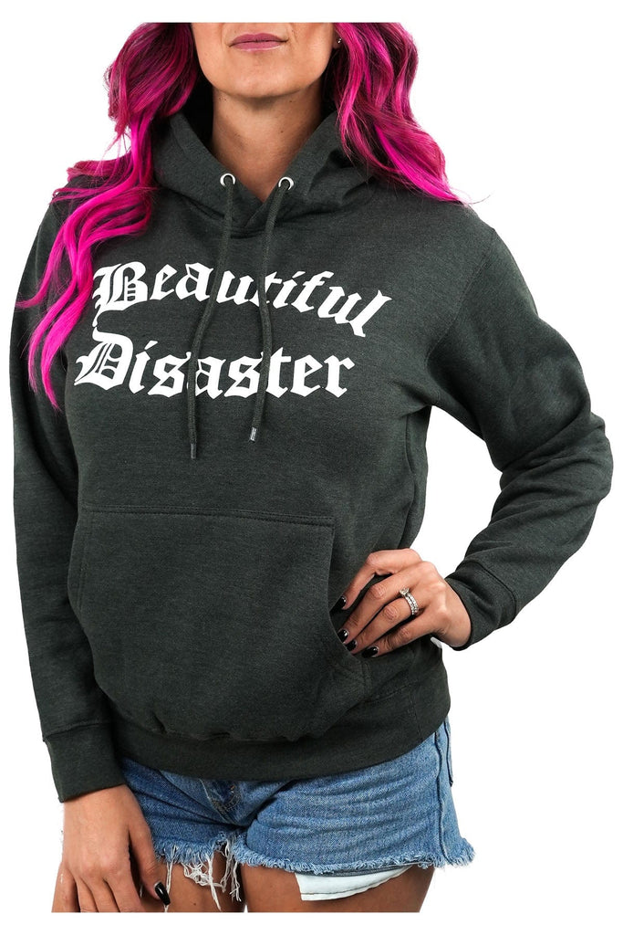 Beautiful Disaster Pullover Hoodie - Charcoal