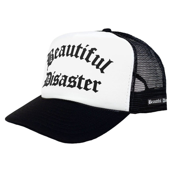 Beautiful Disaster Trucker Hat - Black/White